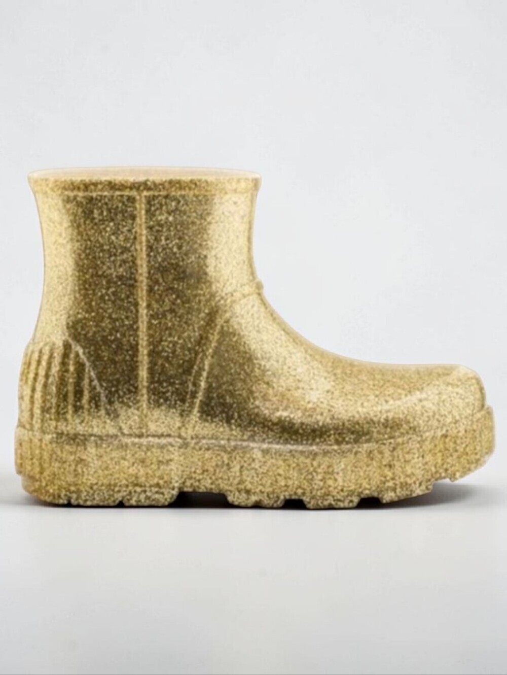 UGG Women's Gold Glitter Cozy Robber Rain Boots Branded Platform Size 8